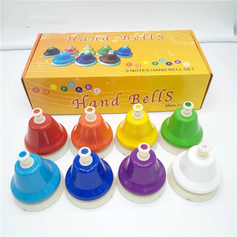 Orff sitamperkusija ar astoņiem tonumiem — rokas spiedējs zvaniņš bērnudārzam, mācību līdzeklis 4–6 gadu veciem bērniem, astoņtoņu melodijas pulkstenis