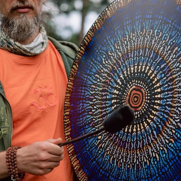 Tambur mozaic Haobei tree – din lemn, stil etnic, semi-manual