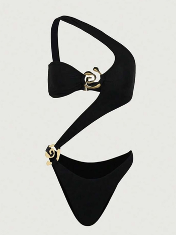 Egyvállas bikini fürdőruha, szexi hátsó kivágás, párnázott mellkas, 80% poliészter, 140 g