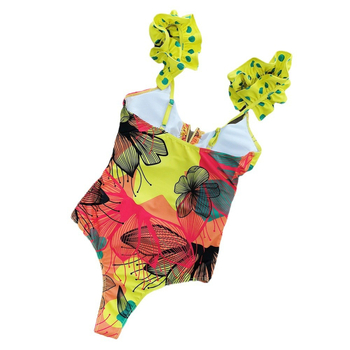 Ολόσωμο μαγιό με ψηλή μέση, ανοιχτή πλάτη, εκτυπωμένο μοτίβο, με επένδυση στήθους