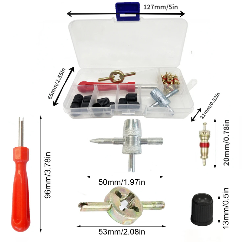 Σετ εργαλείων εγκατάστασης βαλβίδων tubeless, από χαλκό, με βιδωτή εγκατάσταση, κοινή κοιλότητα πυρήνα, για αυτοκίνητο, 33 τεμάχια
