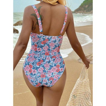 Γυναικείο ολόσωμο μαγιό με εκτύπωση, με επένδυση στο στήθος, χωρίς μανίκια, ύφασμα πολυεστέρα