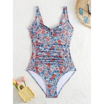 Γυναικείο ολόσωμο μαγιό με εκτύπωση, με επένδυση στο στήθος, χωρίς μανίκια, ύφασμα πολυεστέρα