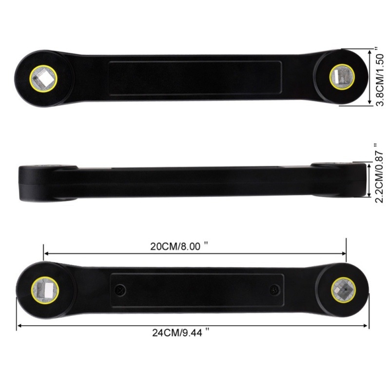 Многофункционален удължителен ключ за автомобили — регулируем универсален квадратен накрайник, ръчно въртене, 230 g, пластмаса, повърхностна обработка