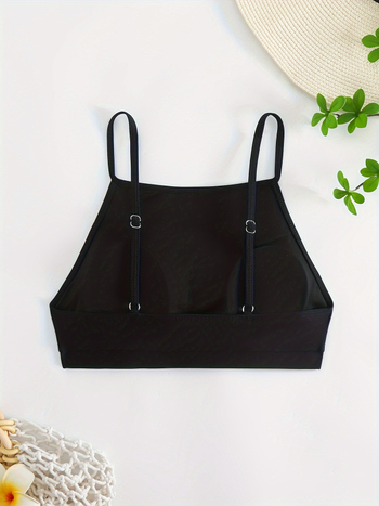 Costum de baie bikini pentru femei, top fără bretele, cu bureți pentru sân, fără suport din oțel, model sexy, material poliester cu căptușeală din 18% elastan, potrivit pentru înot și sporturi acvatice