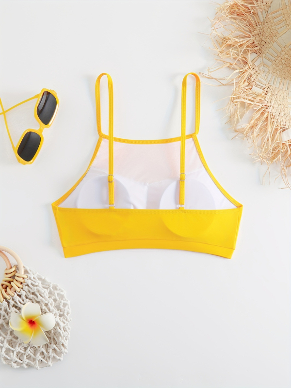 Costum de baie bikini pentru femei, top fără bretele, cu bureți pentru sân, fără suport din oțel, model sexy, material poliester cu căptușeală din 18% elastan, potrivit pentru înot și sporturi acvatice