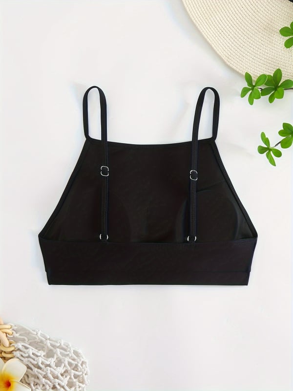 Costum de baie bikini pentru femei, top fără bretele, cu bureți pentru sân, fără suport din oțel, model sexy, material poliester cu căptușeală din 18% elastan, potrivit pentru înot și sporturi acvatice