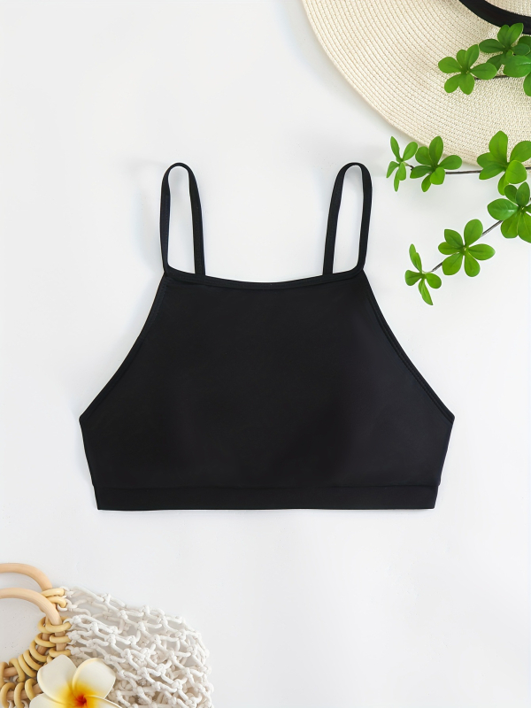 Costum de baie bikini pentru femei, top fără bretele, cu bureți pentru sân, fără suport din oțel, model sexy, material poliester cu căptușeală din 18% elastan, potrivit pentru înot și sporturi acvatice