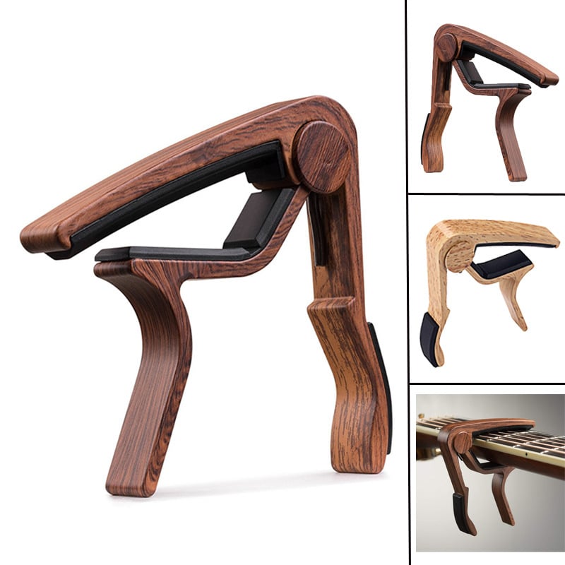 Капо за китара и укулеле, дървена шарка, метална конструкция