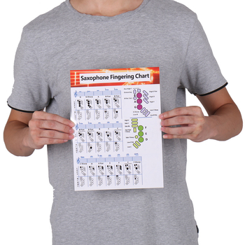 Saksofona akordu karte, pārklāts papīrs, caurspīdīgs PVC iepakojums, zīmols Spread beauty, muzikāliem instrumentiem