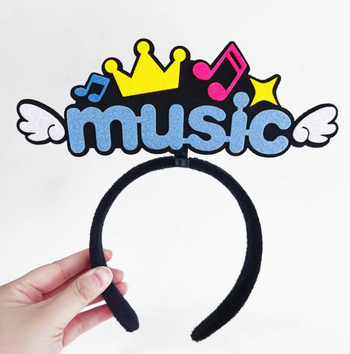 Κορδέλα μαλλιών με μουσική νότα, υλικό 20213, χειροποίητο, καρτούν στυλ, κρύσταλλα hairpin, για παιδιά