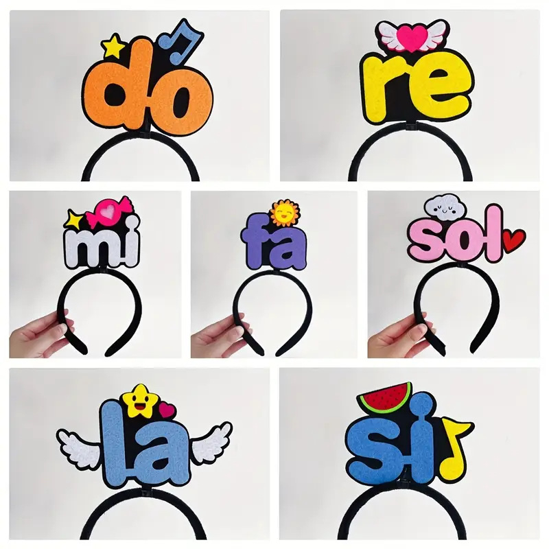 Muzikos natų galvos juosta, rankų darbo, animacinio stiliaus, kristalai plaukų segtuko formoje, vaikams, medžiaga: 20213