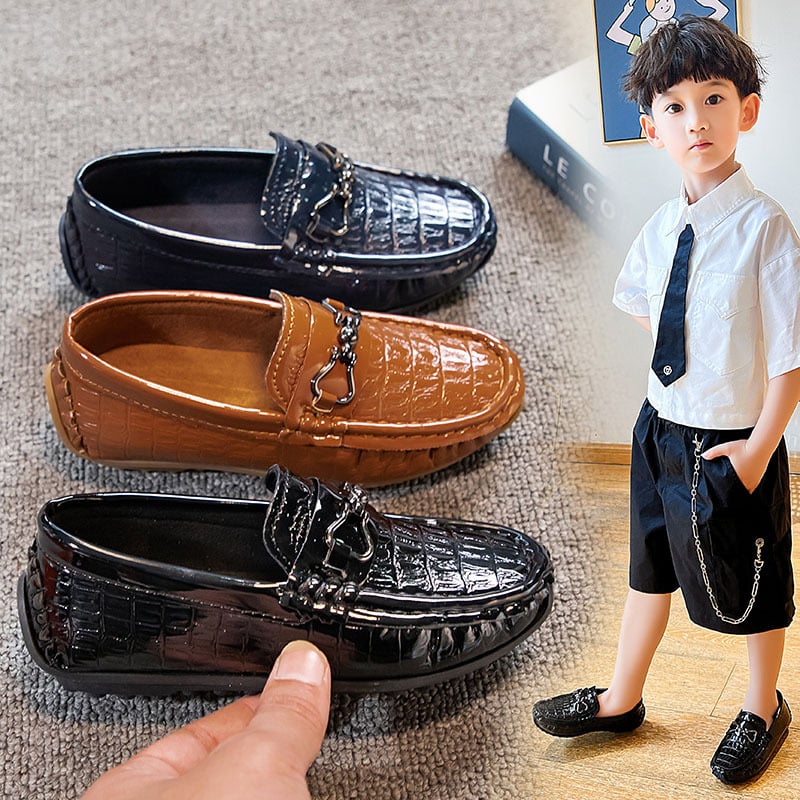 Dječje slip-on loaferice s PU gornjim dijelom, potplat od goveđeg tetiva, šivanje, britanski stil