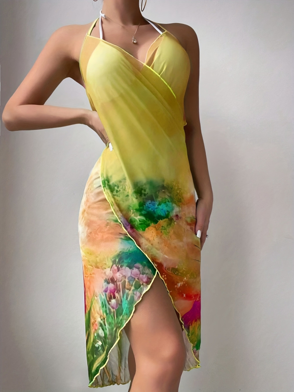 Παραλιακό φόρεμα-καλυπτήριο με ψηφιακό φλοράλ εκτύπωμα; Υλικό: 95% πολυεστέρας, Επένδυση: 5% σπαντέξ, Βάρος: 200 g