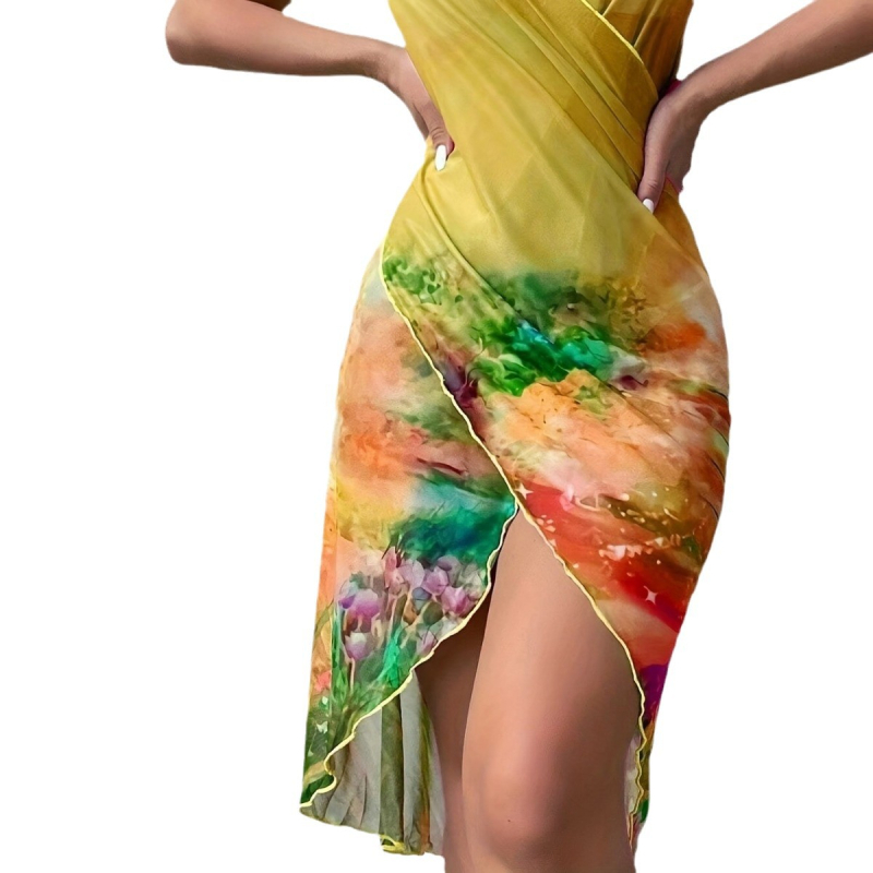 Παραλιακό φόρεμα-καλυπτήριο με ψηφιακό φλοράλ εκτύπωμα; Υλικό: 95% πολυεστέρας, Επένδυση: 5% σπαντέξ, Βάρος: 200 g