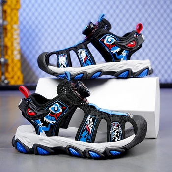 Παπούτσια παραλίας για αγόρια, σχέδιο κινούμενων σχεδίων, επάνω μέρος από δέρμα μικροϊνών, σόλα EVA, για ηλικίες 7–12 ετών