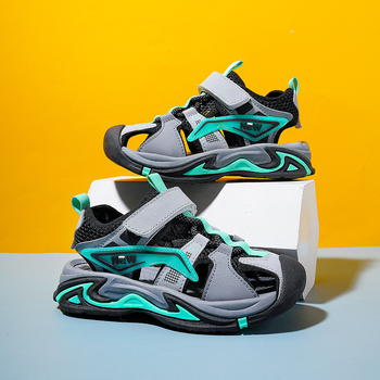 Παιδικά κλειστά σανδάλια για την παραλία, καμουφλάζ, με τεχνητό δέρμα στην επάνω επιφάνεια, EVA σόλα, κλείσιμο Velcro, για ηλικίες 4–16 ετών