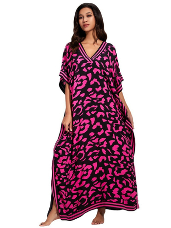 Moterų paplūdimio chalatas-suknelė, laisvo kirpimo; audinys: rayon, iekšinė pudra: medvilnė, svoris: 280 g, tinkama plaukimo ir vandens veiklai