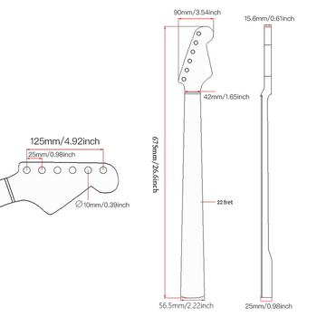 Elektrikitarrikael maple fingerboardiga, 22 freti, sobib vasaku ja parema kae jaoks
