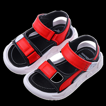 Παιδικά σανδάλια παραλίας με μη ολισθηρή μαλακή σόλα, κλείσιμο Velcro, πλαστικό επάνω μέρος, σχέδιο ριγέ