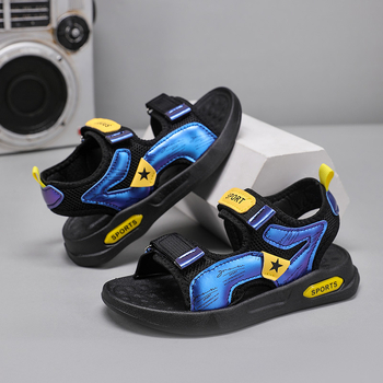 Παιδικά σανδάλια για αγόρια, με Velcro, πάνω μέρος από ύφασμα, EVA σόλα, αντιολισθητικά, ηλικίες 4–16 ετών