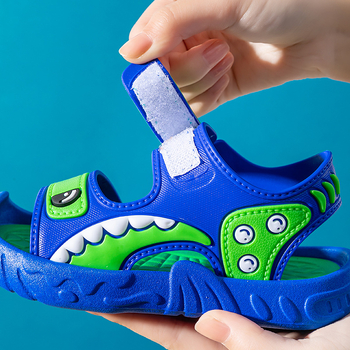 Παιδικά σανδάλια για αγόρια με Velcro, PVC άνω και σόλα, αντιολισθητική, μοτίβο καρτούν