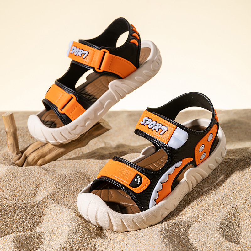 Παιδικά σανδάλια για αγόρια με Velcro, PVC άνω και σόλα, αντιολισθητική, μοτίβο καρτούν