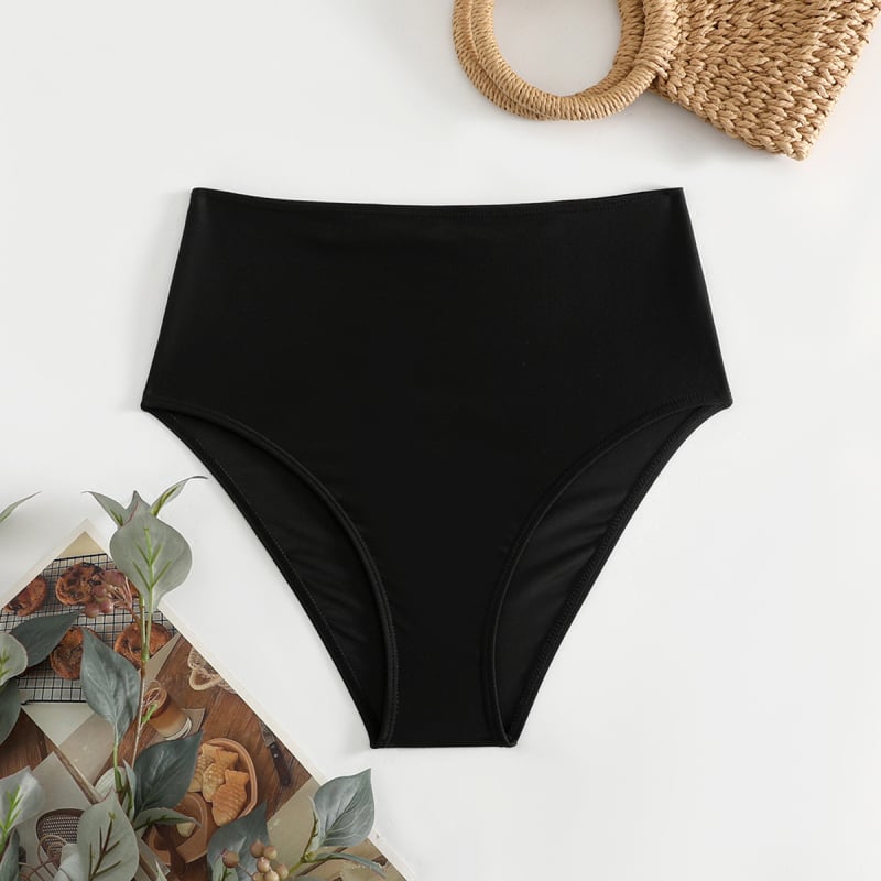 Γυναικείο μαγιό κάτω μέρος τρίγωνο, υψηλόμεσο, πολυεστέρας, επένδυση σπάντεξ, στυλ briefs