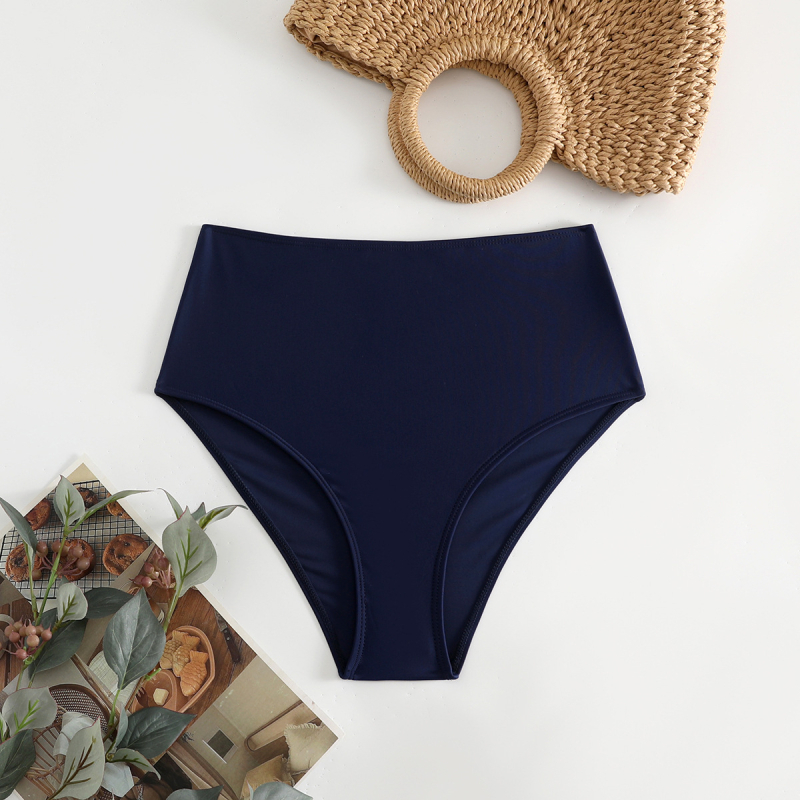 Γυναικείο μαγιό κάτω μέρος τρίγωνο, υψηλόμεσο, πολυεστέρας, επένδυση σπάντεξ, στυλ briefs