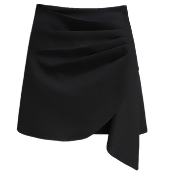 Σετ δύο τεμαχίων: Μπλούζα με κοντά μανίκια και φούστα midi σε Α-γραμμή με ασύμμετρο draping, πολυεστέρας, καλοκαίρι 2025