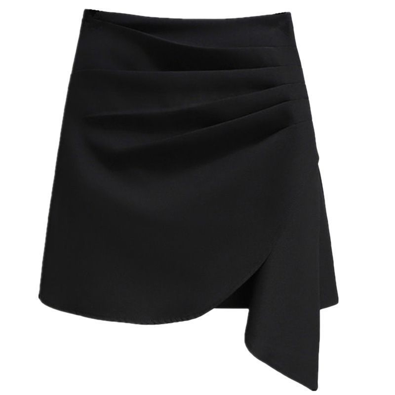 Двоен комплект: Т-шърт с къс ръкав и пола А-линия с асиметрична драпировка, полиестер, лято 2025