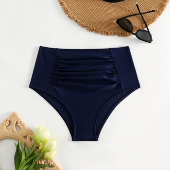 Γυναικείες ψηλόμεσες σλιπ κολύμβησης, μονόχρωμο σχέδιο, πολυεστέρας με σπάντεξ, υψηλή ελαστικότητα