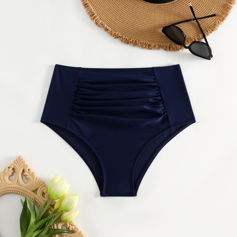 Γυναικείες ψηλόμεσες σλιπ κολύμβησης, μονόχρωμο σχέδιο, πολυεστέρας με σπάντεξ, υψηλή ελαστικότητα