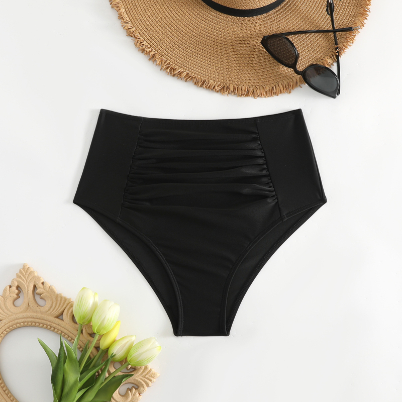 Γυναικείες ψηλόμεσες σλιπ κολύμβησης, μονόχρωμο σχέδιο, πολυεστέρας με σπάντεξ, υψηλή ελαστικότητα