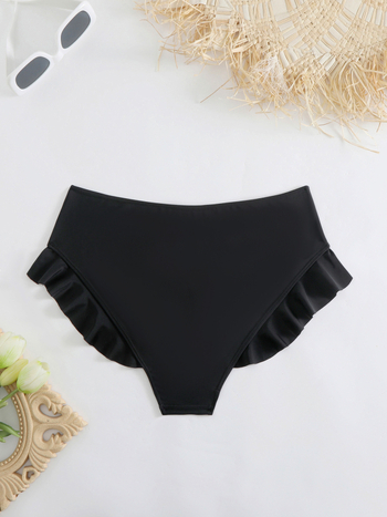 Γυναικείο κάτω μέρος μπικίνι τρίγωνο με δαντέλα, μονόχρωμο σχέδιο, ύφασμα πολυεστέρα 82/18 με επένδυση 95/5