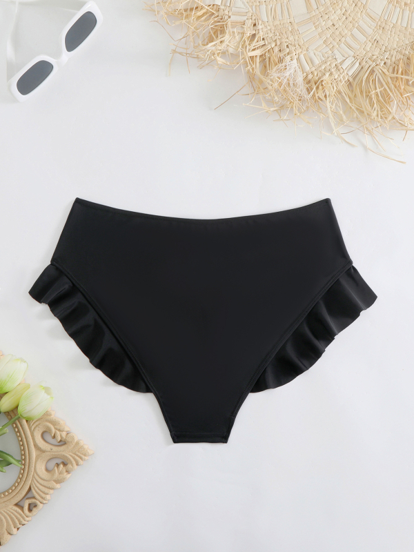 Γυναικείο κάτω μέρος μπικίνι τρίγωνο με δαντέλα, μονόχρωμο σχέδιο, ύφασμα πολυεστέρα 82/18 με επένδυση 95/5