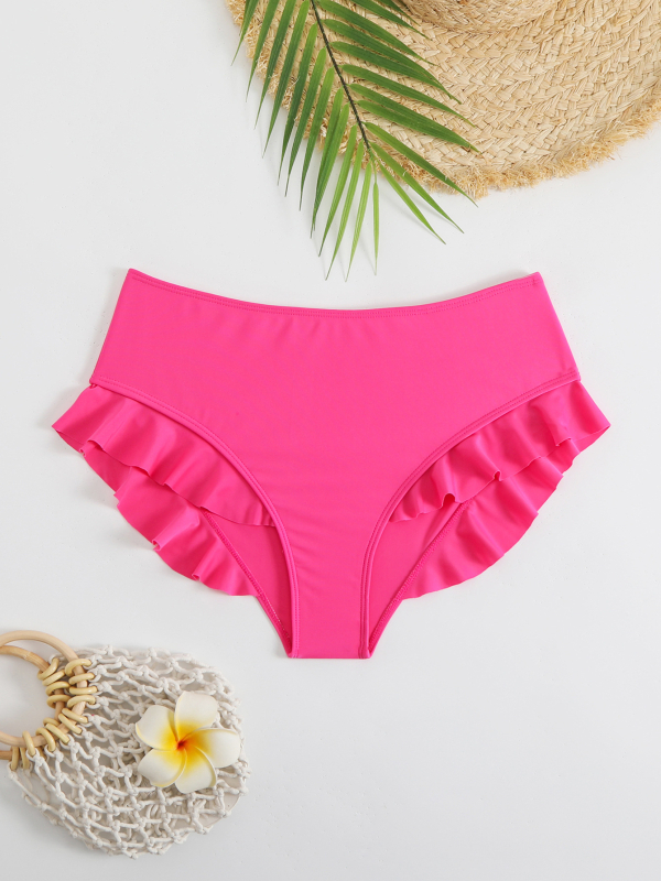 Γυναικείο κάτω μέρος μπικίνι τρίγωνο με δαντέλα, μονόχρωμο σχέδιο, ύφασμα πολυεστέρα 82/18 με επένδυση 95/5