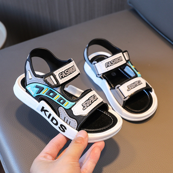 Παιδικά σανδάλια αγοριών με Velcro κούμπωμα, πλαστικό επάνω μέρος, PVC σόλα, μοτίβο καρτούν, κορεατικό στυλ