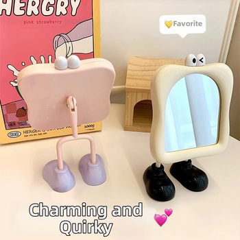 Yiyou грим огледало - настолно, вертикално, пластмасова рамка, сребърно огледало, без електричество, подходящо за общежитие, дневна или спалня.