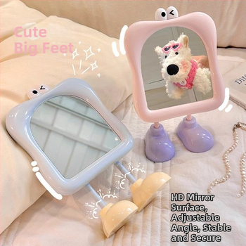 Yiyou грим огледало - настолно, вертикално, пластмасова рамка, сребърно огледало, без електричество, подходящо за общежитие, дневна или спалня.