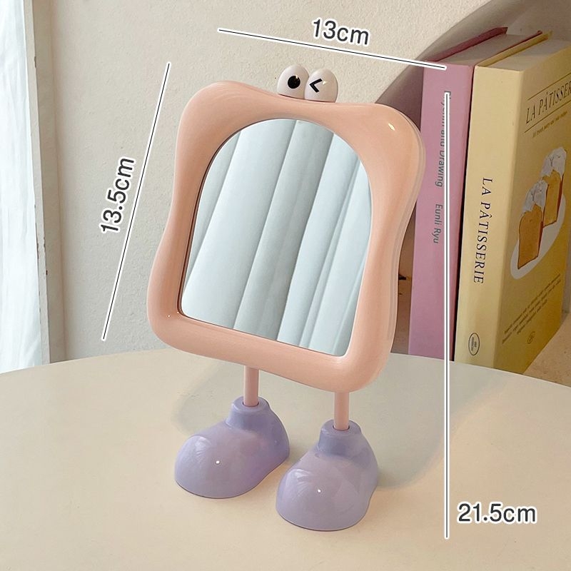 Yiyou грим огледало - настолно, вертикално, пластмасова рамка, сребърно огледало, без електричество, подходящо за общежитие, дневна или спалня.