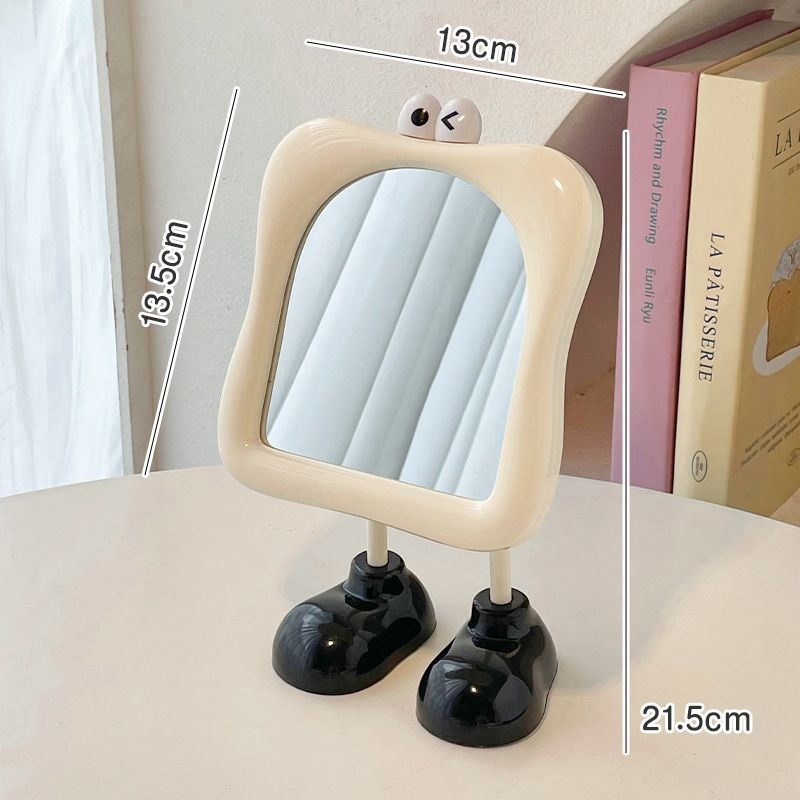 Yiyou грим огледало - настолно, вертикално, пластмасова рамка, сребърно огледало, без електричество, подходящо за общежитие, дневна или спалня.