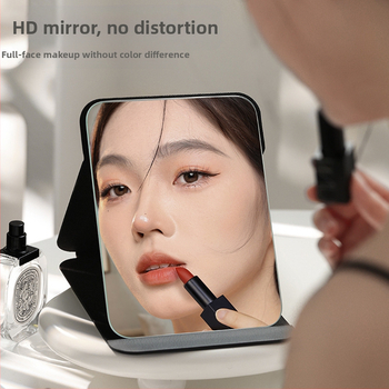 Сгъваемо огледало за грим с настолно отваряне (флип), преносимо, HD яснота; рамка PU/PS/PVC