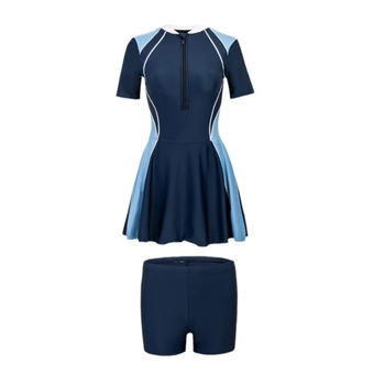 Женски бански костюм с висока талия, бързосъхнещ материал, висока еластичност, с подплънки за бюста, консервативен дизайн