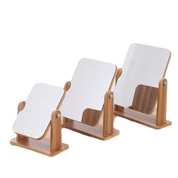 Десктоп огледало за грим със дървена рамка, едностранно, сребърна огледална повърхност, печат на лого и персонализация