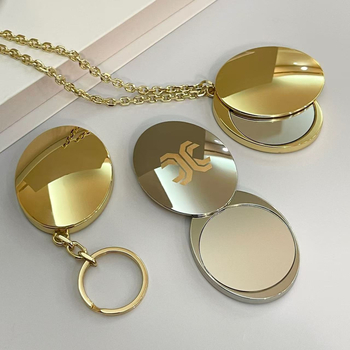 Огледало за грим - портативно, със сърцевидна форма, метална рамка, стъклена леща, възможност за печат на лого