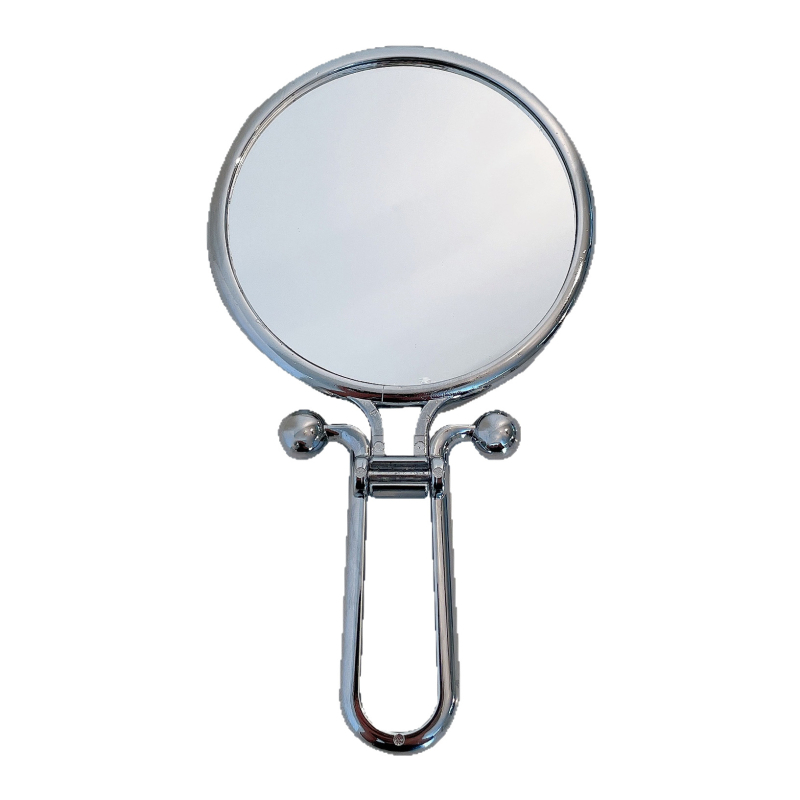 Козметично огледало, двустранно, сгъваемо, преносимо — за ръчно и настолно използване; ABS рамка, сребърно огледало.