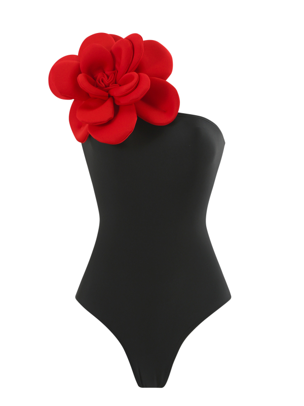 Γυναικείος ολόσωμος μαγιό με μακριά φούστα και 3D μεγάλα λουλούδια; ύφασμα πολυεστέρα 82%, επένδυση πολυεστέρα/ελαστάν 18%; βάρος 350 g; ενίσχυση στήθους με επένδυση χωρίς μεταλλική υποστήριξη.