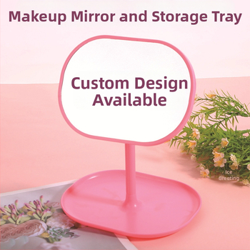 Настолно огледало за грим, едностранно, рамка PU/PS/PVC, огледало от алуминий, персонализируемо, опаковка 24 бр.