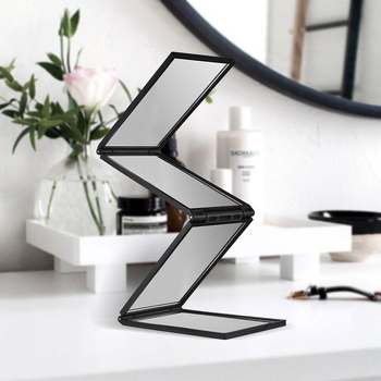 Четиристранно сгъваемо огледало за самостоятелна подстрижка и грижа, телескопично регулиране, мултиъгълен изглед към задната част на главата, ABS рамка